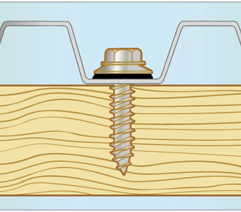 Roofing screw with sharp point, painted in RR colours
