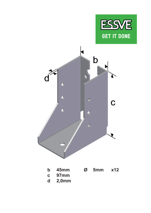 Joist hangers type I, inward facing flanges, hot dip galvanized