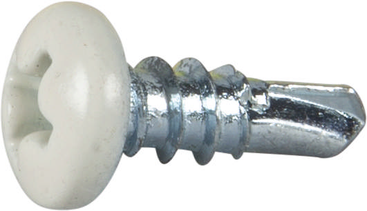 Self-drilling screw pan head, white