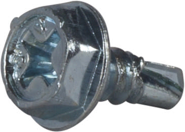 Self-drilling screw with HEX head and PH2 slot, bright zinc plated, C1