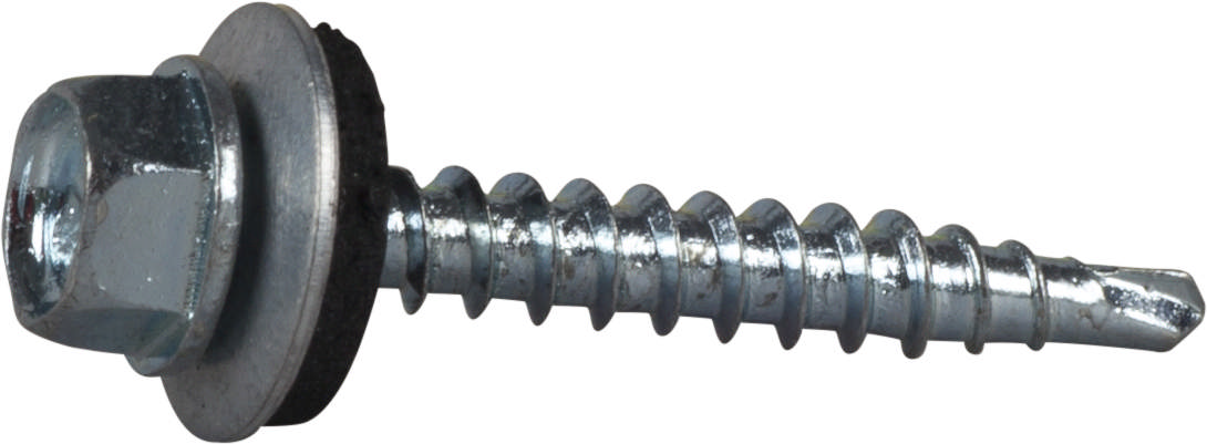 Roofing screw with drill point, bright zinc plated