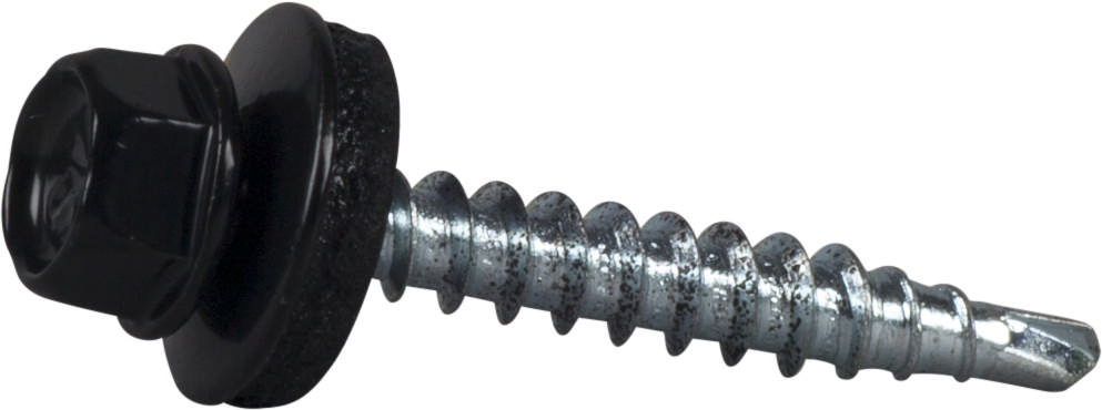 Roofing screw with drill point, finished in RAL colours