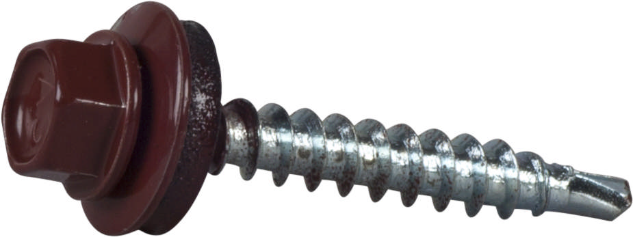 Roofing screw with drill point, finished in RAL colours