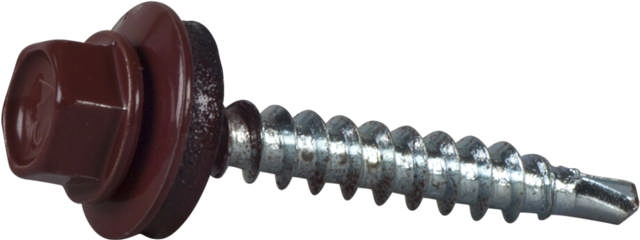 Roofing screw with drill point, finished in RAL colours