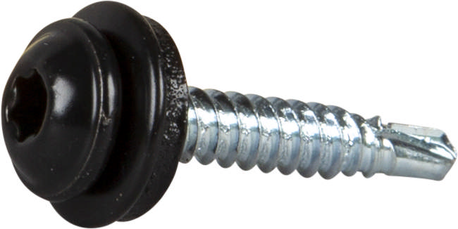 Wafer head screw with washer for roofing details, in RAL colors