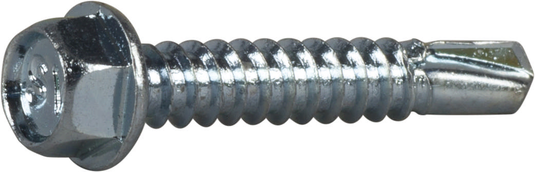 Self-drilling screw with HEX head and PH2 slot, bright zinc plated