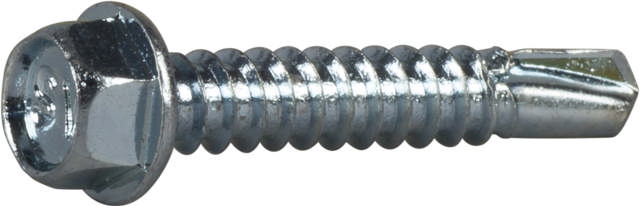 Self-drilling screw with HEX head and PH2 slot, bright zinc plated