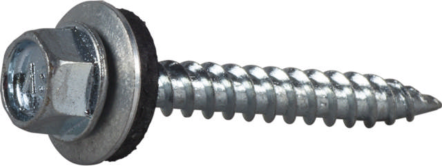 Roofing screw with sharp point, bright zinc plated