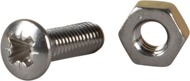 Machine screw raised countersunk head with nut, stainless steel acid proof A4