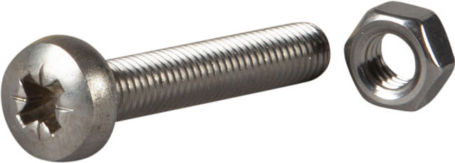Machine screw pan head with nut, DIN 7985, stainless steel acid proof A4