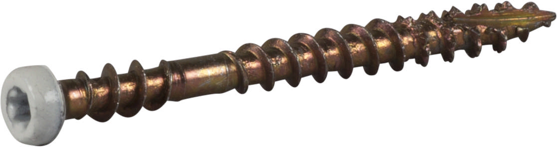 Moulding/base/floor screw small head for wooden and steel joists, yellow chromate, white painted head