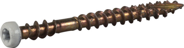 Moulding/base/floor screw small head for wooden and steel joists, yellow chromate, white painted head