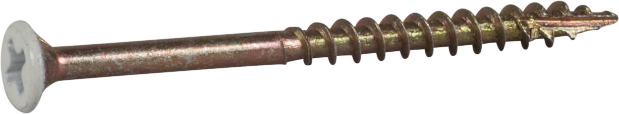 Moulding/base screw for wooden and steel joists, yellow chromate with white painted head