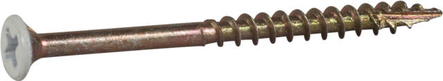 Moulding/base screw for wooden and steel joists, yellow chromate with white painted head
