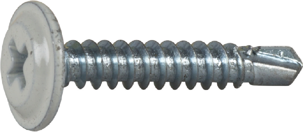 Wafer head screw with drillpoint, white finish