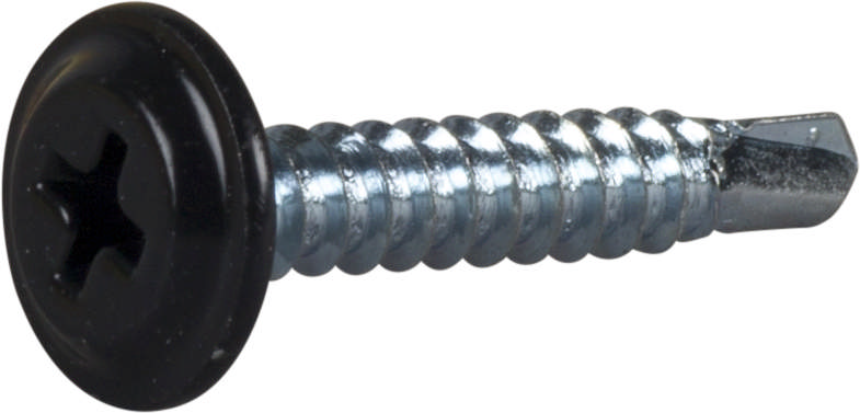 Wafer head screw with drillpoint, black finish
