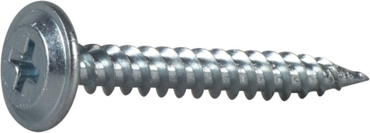 Wafer head screw sharp point, for wood/steel joists, bright zinc plated
