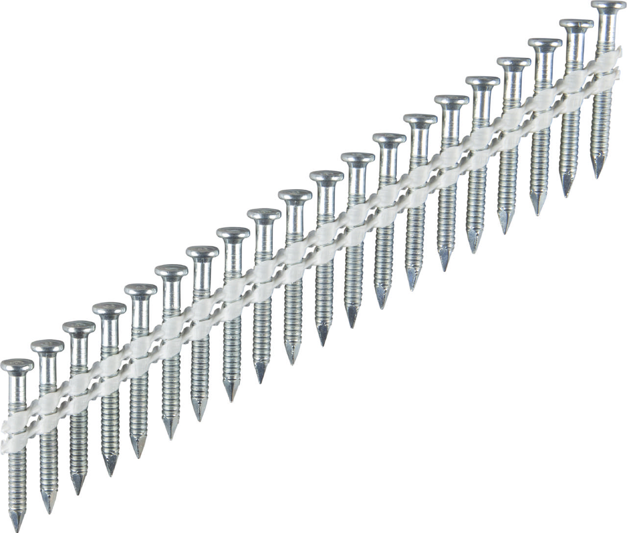 Metal connector nail 34°, plastic collated, bright zinc plated