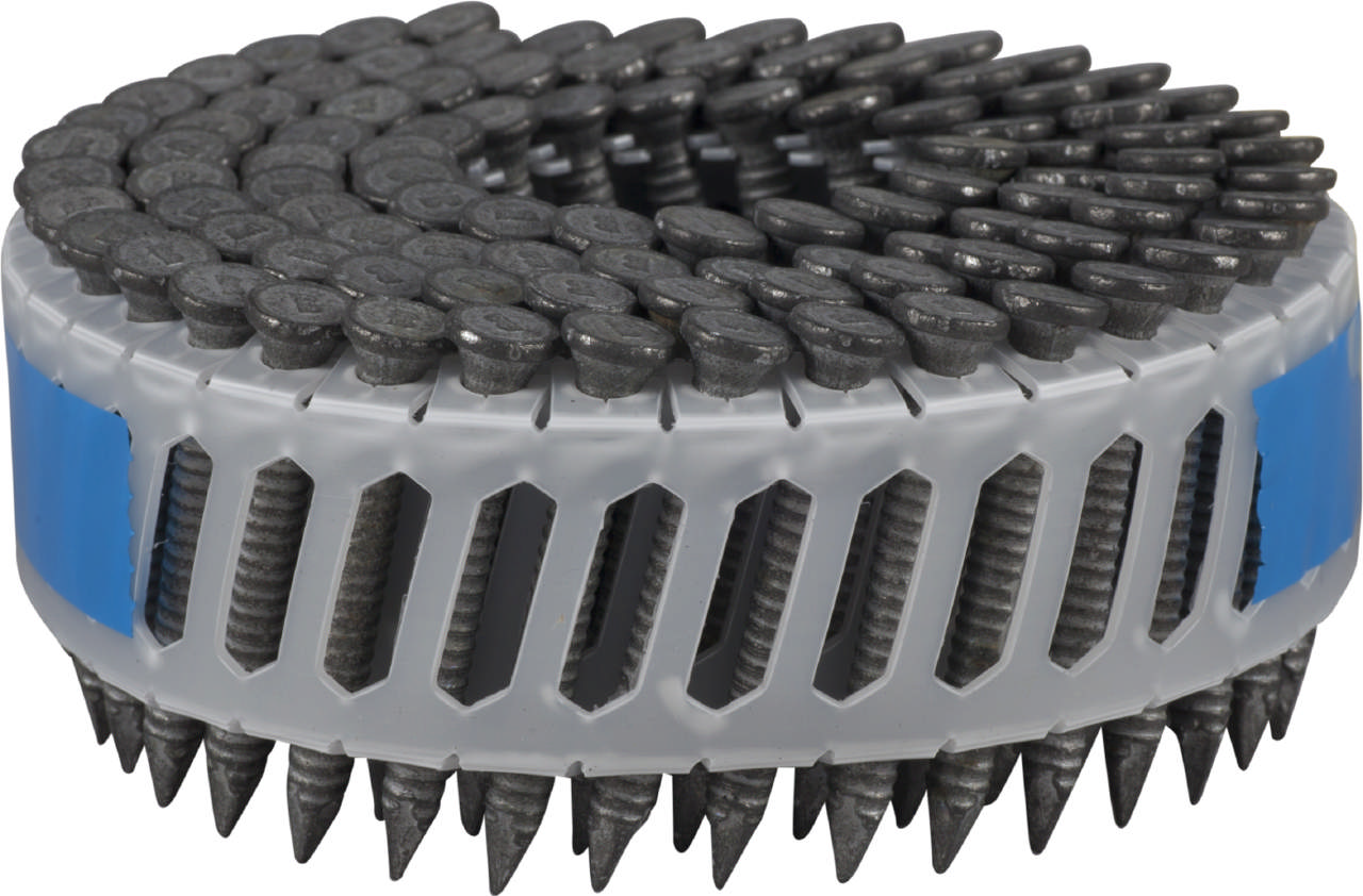 Coil 15° plastic collated connector nails, HDG