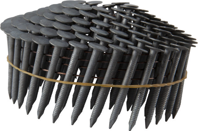 Coil collated, wire collated clout nails 15°, hot dip galvanized