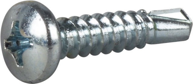 Self-drilling screw with pan head, bright zinc plated