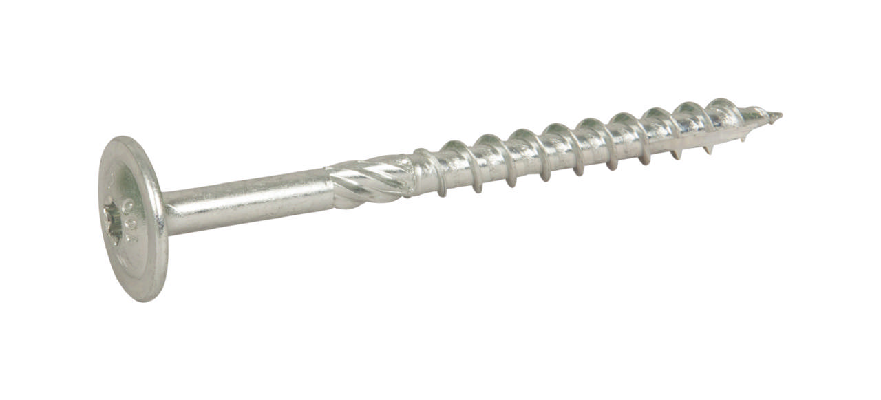 Construction screw-W (WAF) with large head, bright zinc plated