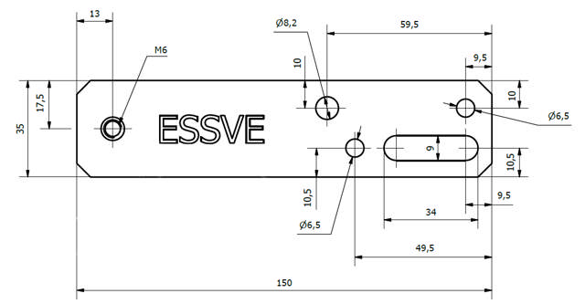 Mounting plate Indu-Prog with screw 150X35