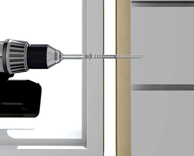 Frame screw L, with sharp point for wood and concrete