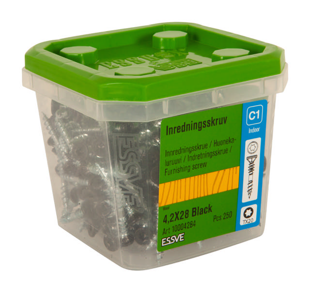 Furnishing screw, black