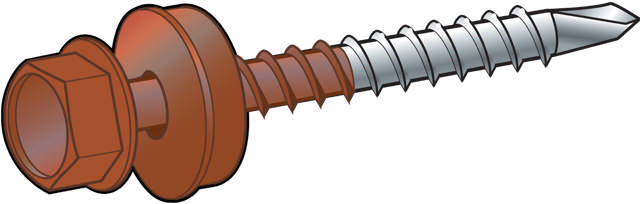 Roofing screw with drill point, finished in RR colours