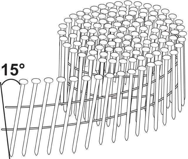 Wire collated coil nail 15°, barbed, M-fusion