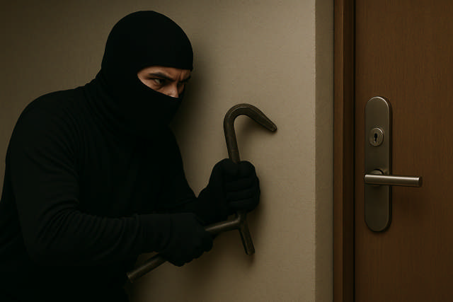 Snickare med hörlurar och verktygsbälte monterar ett tak i trä. 